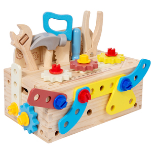 Nouvelle valise d'outils de réparation en bois pour enfants, avec vis et écrous à assembler et démonter, développe la dextérité manuelle, jouet éducatif - Product Image 1