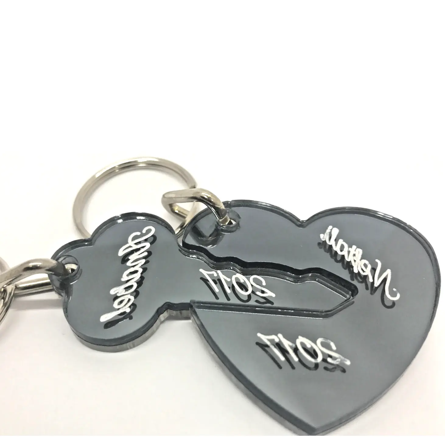 Personalized Key To My Heart Key Chain Acrylic Mirror Heart Shape Keychain Decorative Name Sign