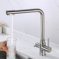 DOGO Acier Inoxydable 3 Voies Robinet Filtre À Eau Potable Robinet Robinet Triflow Robinets De Cuisine Mélangeur Filtre À Eau avec Osmose Inverse