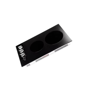 Table de cuisson électrique radiant intégrée Doopen à 2 brûleurs, verre noir, commande par bouton - Product Image 6