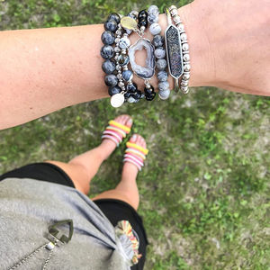 Conjunto de pulsera con cuentas de cuarzo y amatista Natural para mujer, <span class=keywords><strong>Set</strong></span> de joyería con cuentas y borlas de diseño bohemio para verano - Product Image 5
