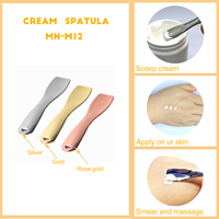 Spatula krim mata emas merah muda kustom mewah sendok kosmetik kuarsa mewah bahan campuran seng alat Makeup kosmetik hitam emas