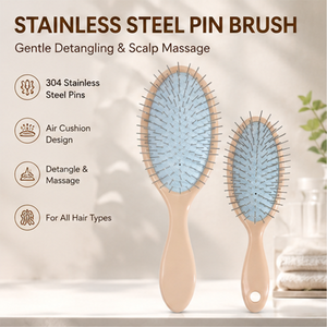 <span class=keywords><strong>Cepillo</strong></span> desenredante de púas de metal de acero inoxidable con logotipo personalizado, <span class=keywords><strong>cepillo</strong></span> tipo paleta para el <span class=keywords><strong>cabello</strong></span>, venta al por mayor OEM para salón y hogar - Product Image 2