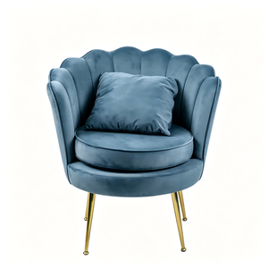 Poltrona Moderna in Velluto con Schienale a Petalo, Sedia di Lusso a Forma di Conchiglia con Gambe in Metallo Dorato <span class=keywords><strong>per</strong></span> Soggiorno e <span class=keywords><strong>Salone</strong></span> - Product Image 5