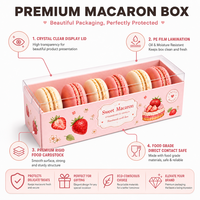 Boîte en carton rigide jetable avec couvercle transparent pour macarons, pâtisserie, boulangerie, boutique de desserts, emballage de vente au détail, étui laminé
