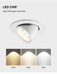 Đen Trắng nhôm lõm voi thân cây downlights Đèn sân khấu <span class=keywords><strong>360</strong></span> độ xoay Trần Đèn tại chỗ AC110V 220V LED Spotlight - Product Image 4