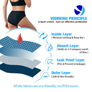 Di alta qualità a tre strati a prova di periodo di cotone organico biancheria intima mestruale per le donne elegante con fiocco mutandine di bambù vita sottile - Product Image 6