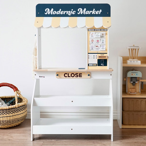 Set Supermarché en Bois pour Enfants, Jeu d'Imitation avec Étagère à Fruits, Caisse Enregistreuse à Carte et Mini Boutique de Jeu de Rôle - Product Image 3