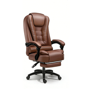 Silla Ejecutiva de Oficina de Cuero Negro con Base de Acero y Ruedas, con Esponja de Espuma de Alta Elasticidad, Muebles de Oficina para Oficina Corporativa - Product Image 1