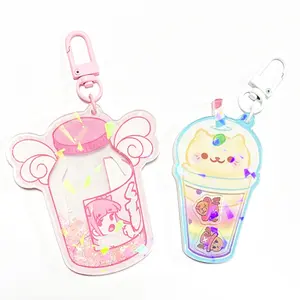 Fabricante personalizado Anime acrílico Shaker Charms personalizado impreso llaveros móviles