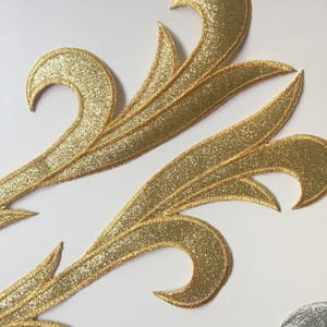 Toppe Ricamate Termoadesive per Abbigliamento con Motivo a Rami Lunghi e Glitter Dorati, <span class=keywords><strong>Grandi</strong></span> Dimensioni, Stile Barocco, per Costumi di Scena - Product Image 6