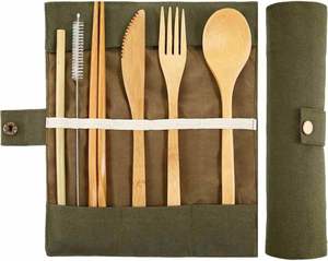 Juego de Cubiertos de Bambú Portátil para Viaje, con Palillos, Cuchara, Pajita y Bolsa de Tela, Juego de Seis Piezas con Logotipo Personalizado - Product Image 3