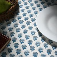 Nappe de table imprimée 100% coton, motif floral bleu luxueux, nappe ronde personnalisée pour restaurant, hôtel, mariage et usage domestique