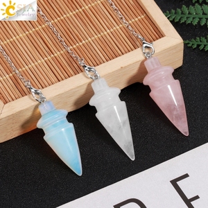 CSJA vente en gros de pierre naturelle Reiki méditation guérison cristaux Quartz cône pendentif <span class=keywords><strong>radiesthésie</strong></span> <span class=keywords><strong>pendules</strong></span> à vendre H185 - Product Image 3