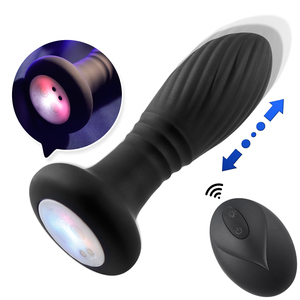 Vibrador con Control Remoto, Luz LED, Tapón Anal, Dildo con Movimiento de Empuje, Masajeador de Próstata, Dispositivo de Placer para Mujeres y Hombres - Product Image 1