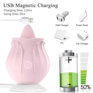 Vibratore di aspirazione clitorideo da donna <span class=keywords><strong>rosa</strong></span> rossa con 100% ricaricabile USB impermeabile 10 frequenze stimolazione leccante lingua - Product Image 5