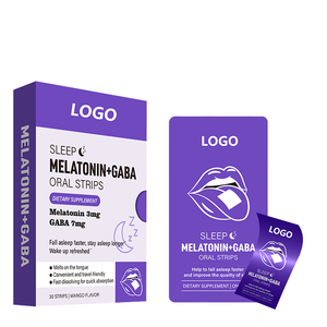 Tiras Orales de Melatonina 3mg y GABA 7mg con Sabor a Mango, Suplemento Dietético para el Sueño, Marca Privada OEM, 30 Tiras - Product Image 1