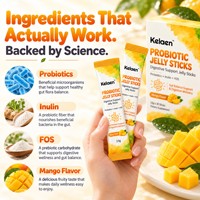 Kelaen Probiotic Jelly Sticks saveur mangue, soutien digestif, formule prébiotique, 15g x 30 bâtonnets