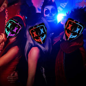 Masque LED bicolore Halloween à lumière froide, accessoire pour jeu de rôle <span class=keywords><strong>Loup</strong></span>-<span class=keywords><strong>garou</strong></span>, idéal pour les soirées à thème et les jeux de rôle V-Face - Product Image 1