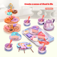 Jouets en plastique pour maison de poupée, service à thé réaliste pour enfants, table de desserts, cuisine, coffret cadeau pour fille