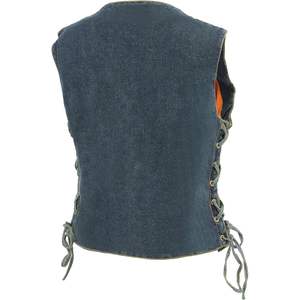 Chaleco de mezclilla de encaje lateral de 6 bolsillos azul para mujer de cuero 2025 con bolsillos de pistola MDL4020 - Product Image 2