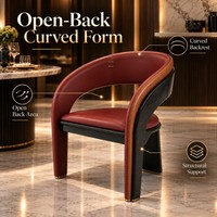 Chaise de salle à manger en cuir bordeaux de qualité supérieure, coque en fibre de carbone, fauteuil incurvé pour hôtel, restaurant, fourniture en gros, mobilier haut de gamme