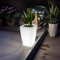 Pots et jardinières lumineux en PE, rechargeables, de forme rectangulaire, grand format, pour extérieur, écologiques, avec lumière magique RGB