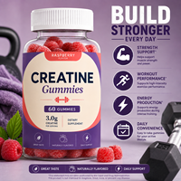 Gomitas de Creatina 3g por Porción Sabor Frambuesa Sabor Natural Apoyo para la Fuerza Rendimiento en el Entrenamiento Energía Adultos 60 Unidades