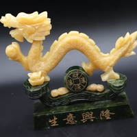 Vente en gros de décoration d'intérieur sculpture de dragon de jade Feng Shui cadeau de nouvel an statue de dragon de jade en pierre naturelle de dragon chinois