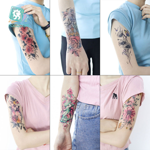 Flora luminosa impermeabile adesivi del tatuaggio per le ragazze, <span class=keywords><strong>rosa</strong></span>, fiori di pesco tatuaggio del fiore temporanea tatuaggi finti per le donne - Product Image 4