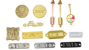 Acessórios de metal para sapatos, acessórios de metal banhados a ouro logotipo gravado retangular marca charme tag - Product Image 5