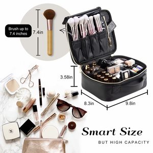 Travel <b>Makeup</b> Bag Leather Cosmetic <b>Case</b> Organizer Portable Artist Storage Bag for Cosmetics <b>Makeup</b> Brushes Toiletry Jewelry - Product Image 6