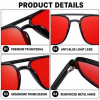 Gafas Sunray Retro Pilot con Doble Puente, Montura Completa TR90 en Negro Brillante, Lentes Tintadas, Remaches Dorados, Unisex, OEM, con Bloqueo de Luz Azul