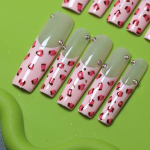 Uñas postizas de lujo acrílicas hechas a mano con diseño de estrellas y mariposas, puntas francesas, cobertura completa, estilo ataúd largo, venta al por mayor - Product Image 1