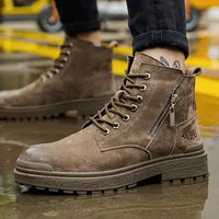 Chaussures de sécurité montantes à embout d'acier 8826 – Bottes de travail en cuir suédé marron personnalisables avec embout d'acier
