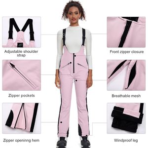 <b>Women</b> <b>Ski</b> <b>Bibs</b> Waterproof Slim Fit Overalls Elastic Snowboard Pant Outdoor - Product Image 5