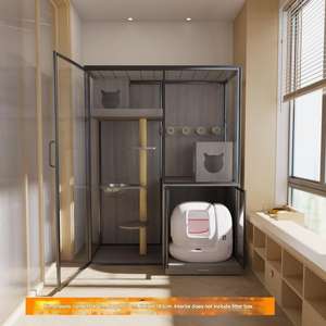 <span class=keywords><strong>Cage</strong></span> pour chat écologique jouet pour animaux de compagnie balcon en verre abri intérieur armoire maison Villa espace nid Carton emballé grand luxe étanche - Product Image 3