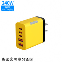 240W 3 USB-C 2 USB A Pengisi Daya Cepat Dual Port PD Cube Charger 3-Pack untuk 16/15/14/13/12/11 Pro Max/XS iPad untuk Tablet