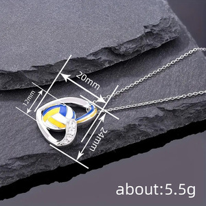 Collar con Colgante de Corazón para Mujer, Diseño Deportivo de Voleibol, Estilo Esmaltado, Cadena para Clavícula, Joyería de Moda - Product Image 4