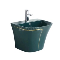 Asiento de inodoro inglés de forma redonda con diseño verde para baño de Hotel de lujo, WC de cerámica de una pieza, artículos sanitarios de color, a la venta
