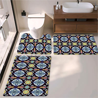 Ensemble de tapis de bain 3 pièces imperméables antidérapants à motif grain de bois pour une décoration de salle de bain moderne et luxueuse