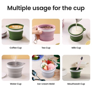 Biểu Tượng Tùy Chỉnh 5.6Oz 170Ml Xách Tay Tái Sử Dụng Silicone Cốc Cà Phê Ráp Cốc Gấp Silicone Du Lịch Cốc Cốc Nước Với Nắp - Product Image 5