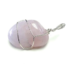 Haute qualité quartz rose fil enroulé pendentif Style classique Quartz cristal point pendentif pierres précieuses collier guérison grossiste - Product Image 2