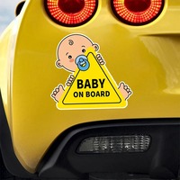 Autocollant d'avertissement pour voiture « Bébé à bord », dessin animé mignon, imperméable, résistant aux UV, autocollant en vinyle auto-adhésif pour la décoration extérieure des vitres de voiture