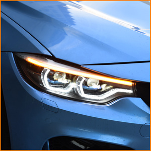 Para <span class=keywords><strong>BMW</strong></span> F32 F36 Serie 4 M4 2013-2019 Faro LED Estilo M3 Competition Doble Proyector con Escaneo de Encendido y Marco Azul Plateado - Product Image 3