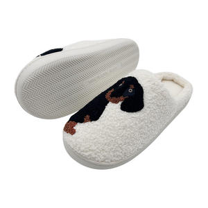 Femmes hommes mignon teckel <span class=keywords><strong>chien</strong></span> pantoufles floue mémoire mousse anti-dérapant doux dessin animé intérieur en peluche pantoufles - Product Image 2