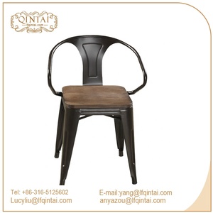 Chaises de salle à manger avec <span class=keywords><strong>accoudoir</strong></span> industriel en <span class=keywords><strong>bois</strong></span>, siège en métal, siège de café, haute qualité - Product Image 3