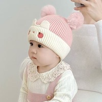 Bonnet tricoté à oreilles rondes motif dessin animé mignon, vente en gros d'usine, pour bébés garçons et filles de 6 mois à 2 ans, collection automne-hiver