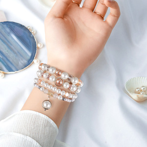 Bracelet intelligent de luxe perlé, style vintage, multi-rangs de perles pour <span class=keywords><strong>Apple</strong></span> <span class=keywords><strong>Watch</strong></span> Series 9/8/7/6/5/4/3/2/1/SE/<span class=keywords><strong>SE2</strong></span>/Ultra - Product Image 4
