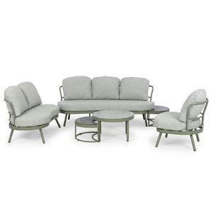Set di Divani da Esterno Moderni <span class=keywords><strong>in</strong></span> Alluminio, 6 Pezzi, Arredamento da Patio con Telaio <span class=keywords><strong>in</strong></span> Alluminio Verniciato a Polvere - Product Image 5